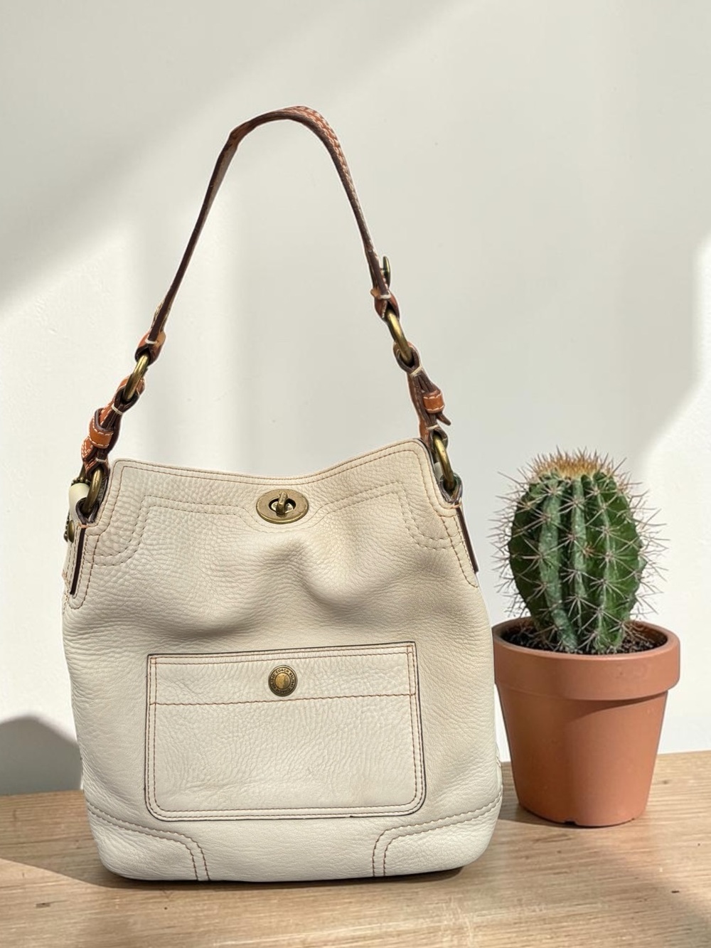 Vintage Coach Chelsea Hobo - Pebbled  Leather Shoulder Bag with Brown Strap
